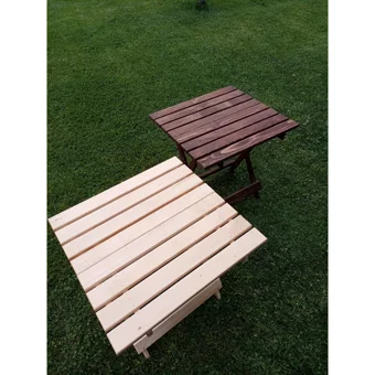 Aysebir 60x56 cm Dikdörtgen Ahşap Katlanır Kamp Masası Kahverengi