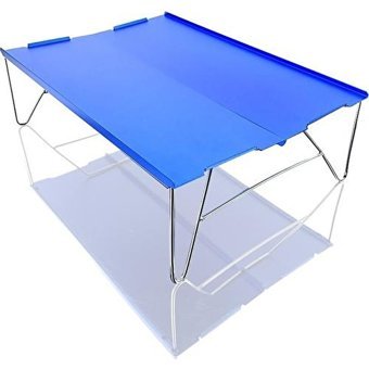 Bestone 35x25 cm Mini Çantalı Dikdörtgen Alüminyum Katlanır Kamp Masası Mavi