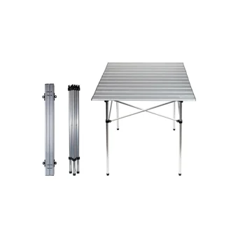 Akçakoyunlu Out-2050 69x69 cm Çantalı Kare Alüminyum Katlanır Kamp Masası Gri