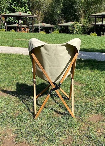 Bag The Joy 50x50 cm Tabureli Çantalı Kare Ahşap Katlanır Kamp Masası Kahverengi - Bej