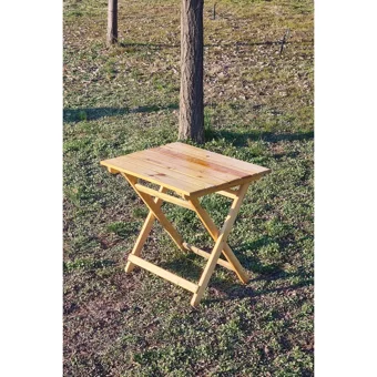 Alveta 50x70 cm Dikdörtgen Ahşap Katlanır Kamp Masası Kahverengi