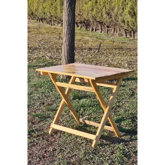 Alveta 50x70 cm Dikdörtgen Ahşap Katlanır Kamp Masası Kahverengi