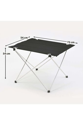 Exent 74.5x53.5 cm Çantalı Dikdörtgen Kumaş Katlanır Kamp Masası Siyah