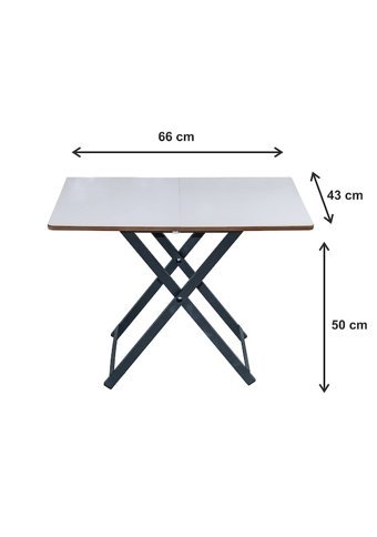 Asudehome 66x43 cm 2 Tabureli Dikdörtgen Ahşap Katlanır Kamp Masası Beyaz