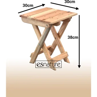 Esnature 70x50 cm 4 Tabureli Dikdörtgen Ahşap Katlanır Kamp Masası Kahverengi