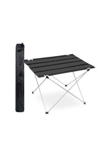 Elbisavm 57x53 cm Çantalı Dikdörtgen Kumaş Katlanır Kamp Masası Siyah