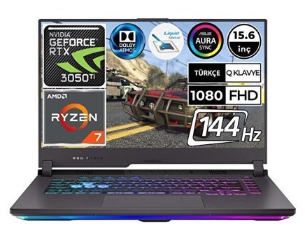Asus ROG Strix G15 G513IE-HN065A1 Harici GeForce RTX 3050 AMD Ryzen 7 4800H 16 GB DDR5 1 TB SSD 15.6 inç FHD Freedos Gaming Laptop