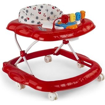 Baby2Go 2076 Budy Çapalı 6 Tekerlekli 3 Kademeli Oyuncaklı Müzikli Örümcek Yürüteç Kırmızı
