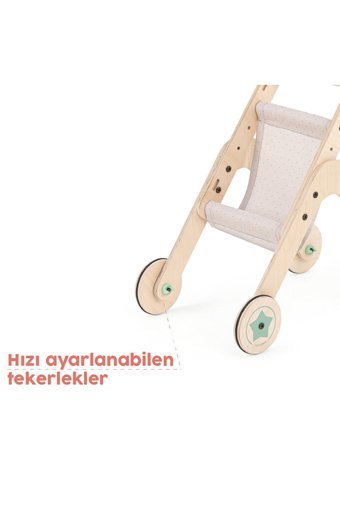 Mamatoyz Trio Stroller 4 Tekerlekli 3 Kademeli İlk Adım Yürüteç Kahverengi
