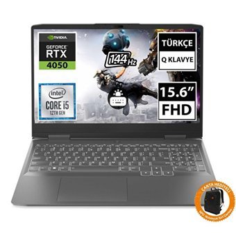 Lenovo LOQ 82XV00T6TX07 Harici GeForce RTX 4050 Intel Core i5 12450H 64 GB DDR5 1 TB SSD 15.6 inç FHD Freedos Gaming Laptop CNT008 Çanta