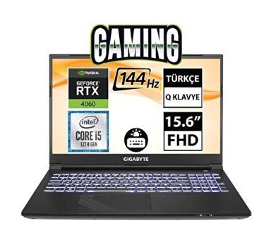 Gigabyte G5 KF-E3EE313SD Harici GeForce RTX 4060 Intel Core i5 12500H 16 GB DDR4 512 GB SSD 15.6 inç FHD Freedos Gaming Laptop