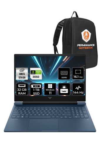 HP Victus 16 7P6D2EA Harici GeForce RTX 3050 Intel Core i5 13500H 32 GB DDR5 1 TB SSD 16.1 inç FHD Windows 11 Home Gaming Laptop PER4 ÇANTA