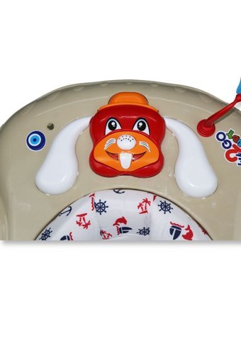Baby2Go 2076 Budy Çapalı 6 Tekerlekli 3 Kademeli Oyuncaklı Müzikli Örümcek Yürüteç Bej