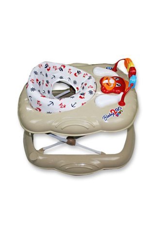 Baby2Go 2076 Budy Çapalı 6 Tekerlekli 3 Kademeli Oyuncaklı Müzikli Örümcek Yürüteç Bej