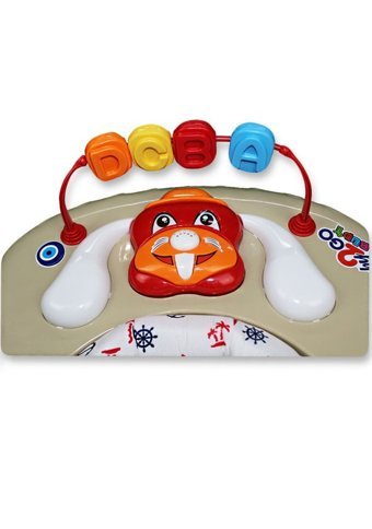 Baby2Go 2076 Budy Çapalı 6 Tekerlekli 3 Kademeli Oyuncaklı Müzikli Örümcek Yürüteç Bej