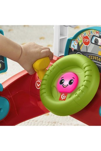 Fisher-Price İlk Arabam Arabalı 4 Tekerlekli Oyuncaklı Müzikli İlk Adım Yürüteç Kırmızı