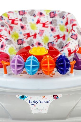 Baby Force BF-02 Hayvanlı 10 Tekerlekli 3 Kademeli Oyuncaklı Örümcek Yürüteç Gri