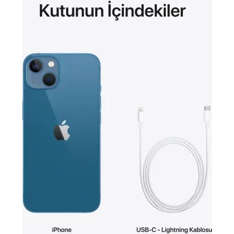 Apple iPhone 13 256 Gb Hafıza 4 Gb Ram 6.1 İnç 12 MP Çift Hatlı Oled Ekran Ios Akıllı Cep Telefonu Mavi