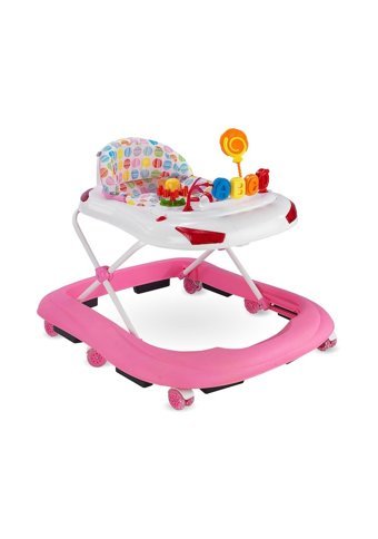 Baby Hope 218 Tobby Puantiyeli 6 Tekerlekli Oyuncaklı Müzikli Örümcek Yürüteç Pembe