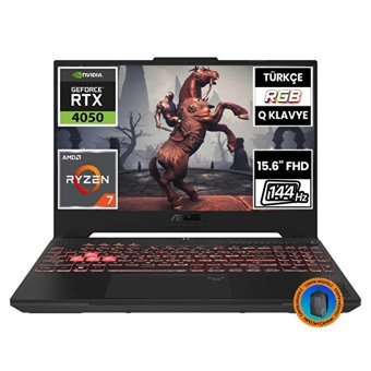 Asus TUF Gaming A15 FA507NU-LP030A7 Harici GeForce RTX 4050 AMD Ryzen 7 7735HS 32 GB DDR5 1 TB SSD 15.6 inç FHD Freedos Gaming Laptop CNT008 Çanta