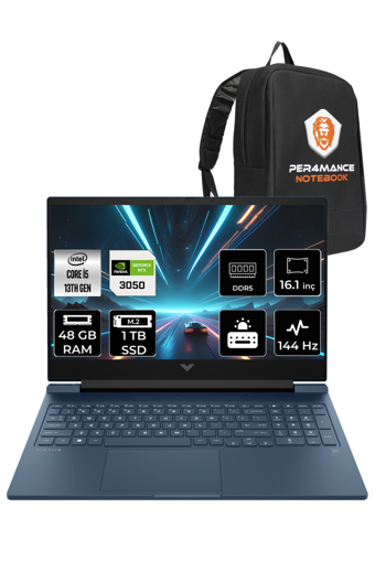 HP Victus 16 7P6D2EA Harici GeForce RTX 3050 Intel Core i5 13500H 48 GB DDR5 1 TB SSD 16.1 inç FHD Freedos Gaming Laptop PER4 ÇANTA