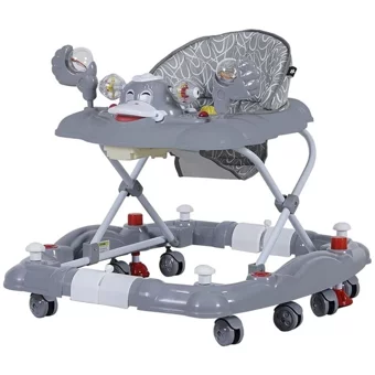 Sunny Baby 9228 Kiddy 8 Tekerlekli 3 Kademeli Oyuncaklı Müzikli Örümcek Yürüteç Gri