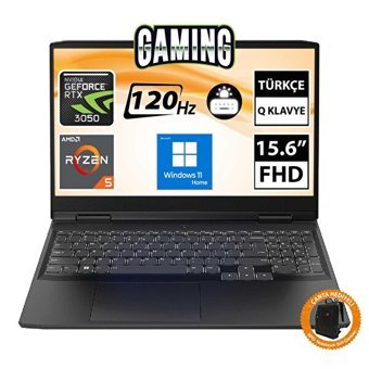 Lenovo Ideapad Gaming 3 82SB00UETR14 Harici GeForce RTX 3050 AMD Ryzen 5 6600H 64 GB DDR5 1 TB SSD 15.6 inç FHD Windows 11 Home Gaming Laptop CNT015 Çanta