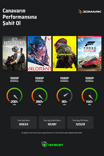 Monster Tulpar T7 V26.1.1 Harici GeForce RTX 4060 Intel Core i7 13700H 16 GB DDR5 1 TB SSD 17.3 inç FHD Windows 11 Home Gaming Laptop