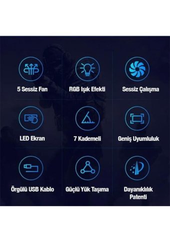 Coofbe Profesyonel 5 Fanlı Rgb Laptop Soğutucu
