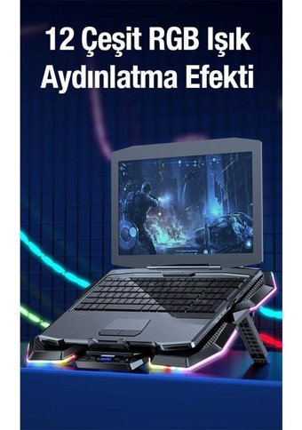 Coofbe Profesyonel 5 Fanlı Rgb Laptop Soğutucu