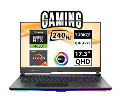 Asus ROG Strix SCAR 17 G733PZ-LL062A5 Harici GeForce RTX 4080 AMD Ryzen 9 7945HX 64 GB DDR5 2 TB SSD 17.3 inç QHD Freedos Gaming Laptop