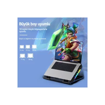 Bai Jiaying 2 Fanlı Rgb Metal 18 İnç Gaming Laptop Soğutucu