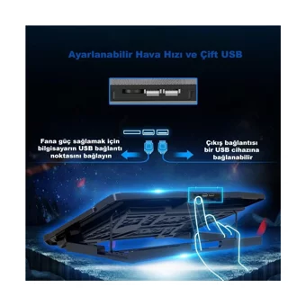 Dailytech 2600 Rpm Sessiz 6 Fanlı Alüminyum 15.6 İnç Laptop Soğutucu