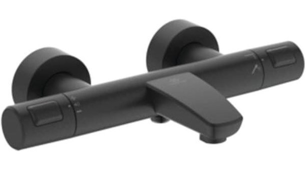 Ideal Standard Ceratherm Pirinç Çiftli Çevirmeli Dereceli Yarı Ankastre Kare Banyo Bataryası Siyah