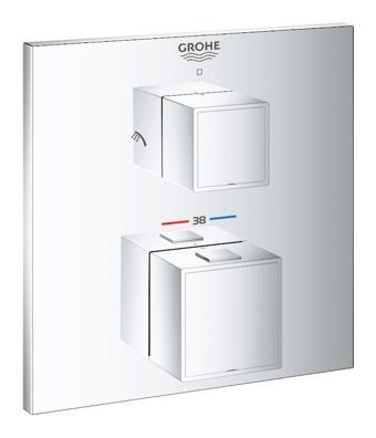 Grohe Cube Krom Kaplama Tekli Dereceli Ankastre Kare Banyo Bataryası Krom