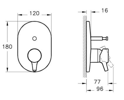 Vitra A42227 Pirinç Çiftli Aç Kapa Ankastre Kare Banyo Bataryası Krom