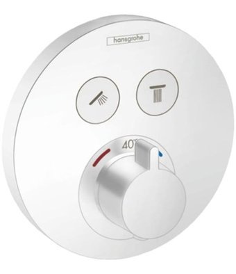 Hansgrohe 15743700 Pirinç Tekli Çevirmeli Dereceli Ankastre Kare Banyo Bataryası Beyaz