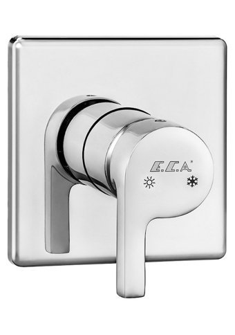 E.C.A Icon Krom Kaplama Çiftli Çevirmeli Ankastre Yuvarlak Banyo Bataryası Krom