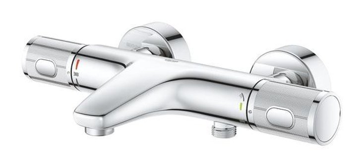 Grohe 1000 Performance Krom Kaplama Çiftli Çevirmeli Dereceli Yarı Ankastre Kare Banyo Bataryası Krom