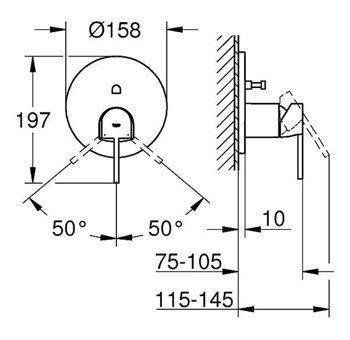 Grohe 24060AL3 Krom Kaplama Tekli Aç Kapa Ankastre Kare Banyo Bataryası Krom