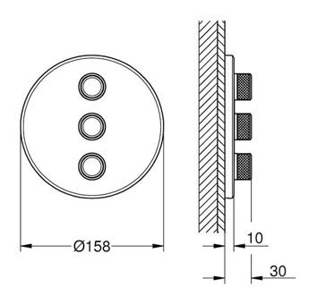 Grohe Grohtherm Krom Kaplama Tekli Basmalı Ankastre Kare Banyo Bataryası Krom