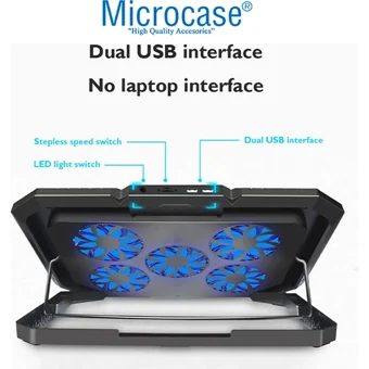 Microcase Al3504 5 Fanlı Rgb Plastik 17 İnç Laptop Soğutucu