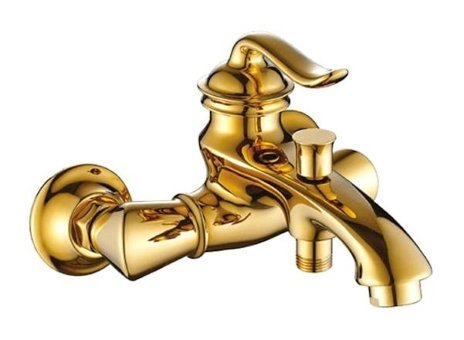 Acar Elegant Pirinç Çiftli Aç Kapa Ankastre Kuğu Banyo Bataryası Altın