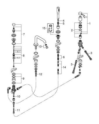 Grohe 19578A01 Krom Kaplama Çiftli Aç Kapa Ankastre Kare Banyo Bataryası Siyah