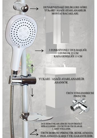 Tesitay Pirinç Çiftli Aç Kapa Banyo Bataryası Beyaz