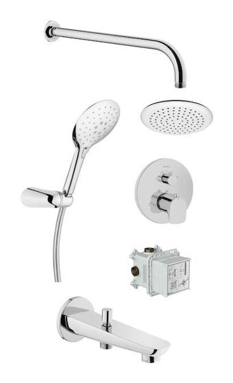 Artema A49259 Pirinç Çiftli Aç Kapa Dereceli Ankastre Kare Banyo Bataryası Krom