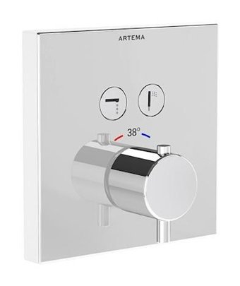 Artema A42746 Pirinç Çiftli Aç Kapa Ankastre Kare Banyo Bataryası Krom