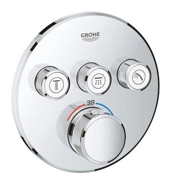 Grohe 29121000 Krom Kaplama Tekli Çevirmeli Dereceli Ankastre Kare Banyo Bataryası Krom