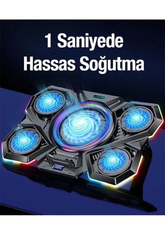 Polham Mini Sessiz 5 Fanlı Rgb Gaming Laptop Soğutucu
