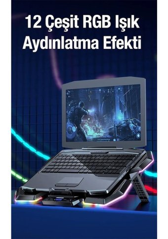Polham Mini Sessiz 5 Fanlı Rgb Gaming Laptop Soğutucu